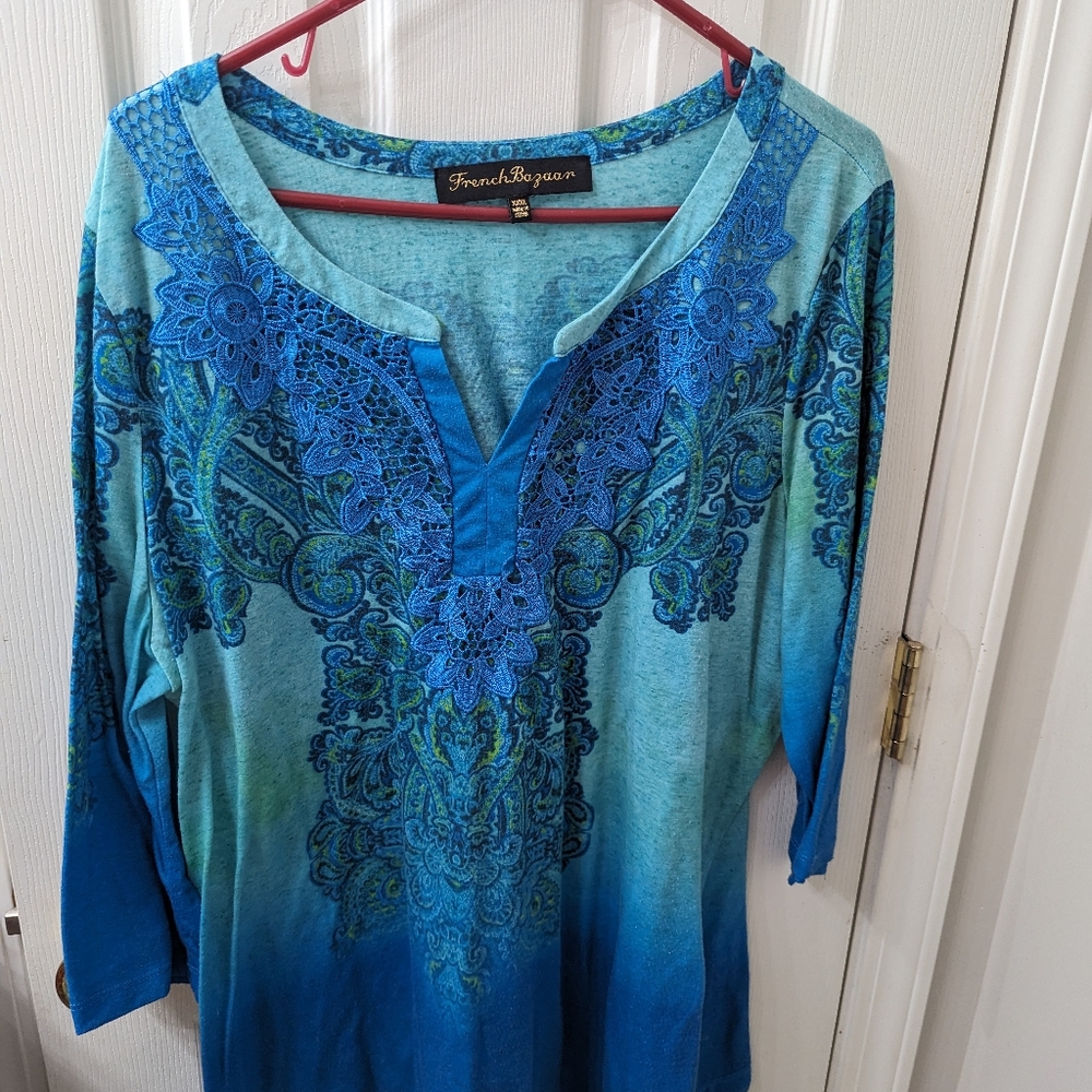 French Bazaar    Shirt, 3 quarter sleeves,  short sleeve,French Bazoor